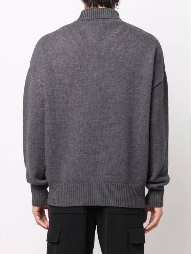 Big Heart Logo Wool Knit Turtleneck Grey - AMI - BALAAN 5