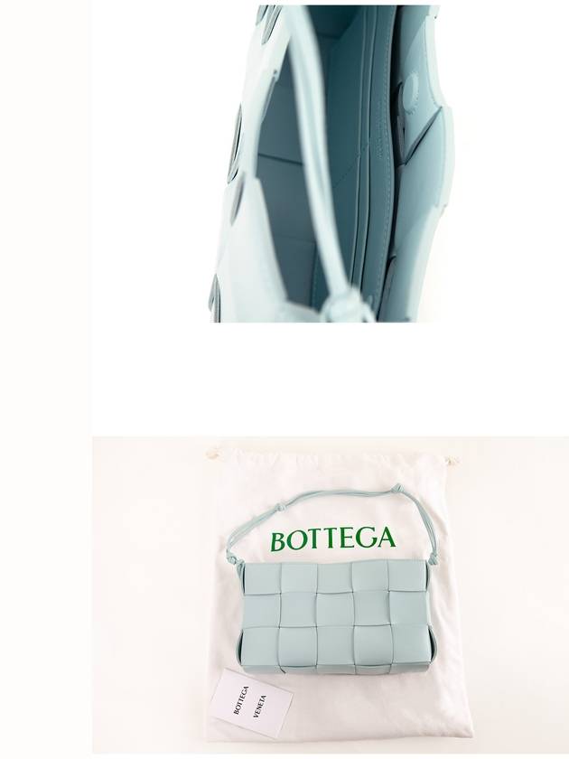 Intrecciato Cassette Leather Pouch Shoulder Bag Teal Washed - BOTTEGA VENETA - BALAAN 7