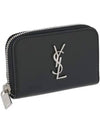 Monogram Zipper Silver Card Wallet Black - SAINT LAURENT - BALAAN 2