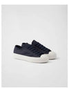 Triangle Logo Fabric Low Top Sneakers Navy - PRADA - BALAAN 2