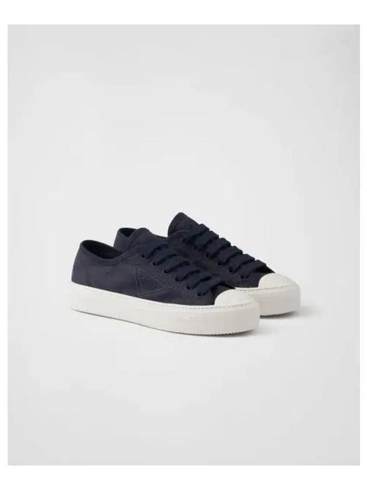 Triangle Logo Fabric Low Top Sneakers Navy - PRADA - BALAAN 2