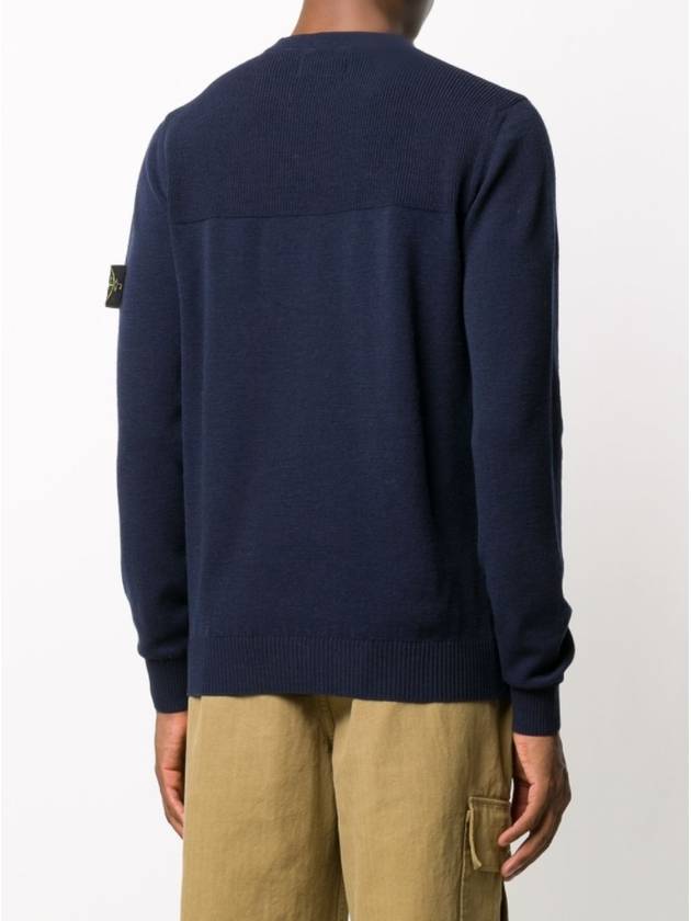 Stretch Wool Crewneck Knit Top Dark Navy - STONE ISLAND - BALAAN 4