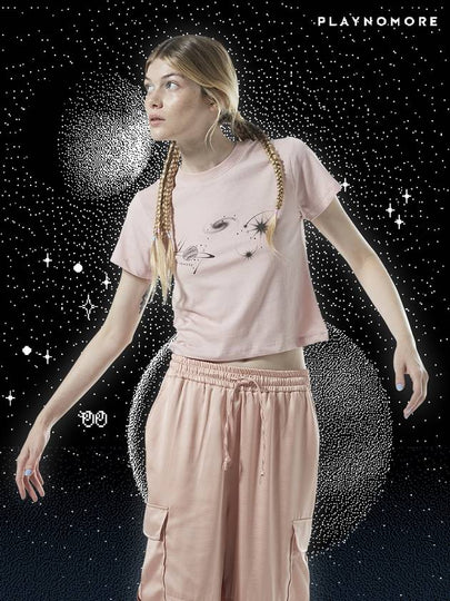 Women's Space Baby Short Sleeve T-Shirt Pink - PLAYNOMORE - BALAAN 2