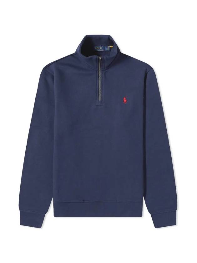 Red Embroidery Zipper High Neck Fleece Sweatshirt Navy - POLO RALPH LAUREN - BALAAN 1