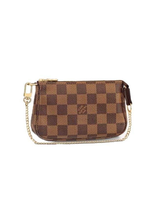 Damier Ebene Canvas Mini Pochette Accessois Shoulder Bag Brown - LOUIS VUITTON - BALAAN 1