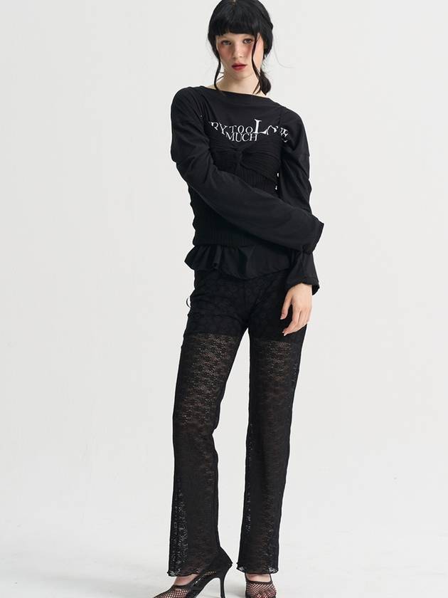 Lace Semi Boots Cut Pants Black - SORRY TOO MUCH LOVE - BALAAN 1