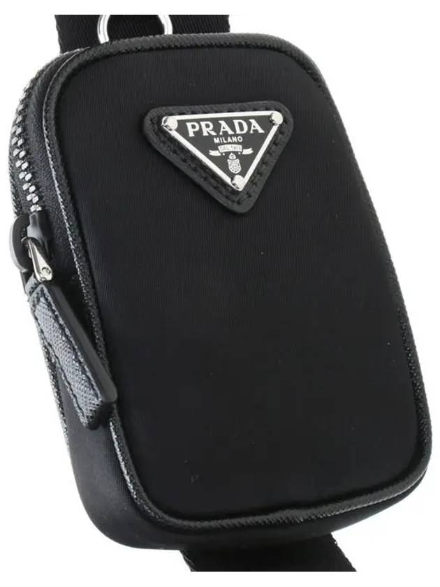 Triangle Logo Re-Nylon Saffiano Leather Shoulder Bag Black - PRADA - BALAAN 8