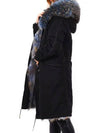 Women s Fox Fur Long Field Coat Black W2834L - AS65 - BALAAN 4