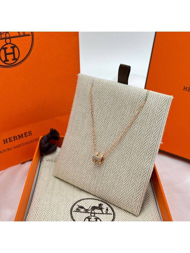 Mini Pop H Pendant Rose Gold & Marron Glace - HERMES - BALAAN 5