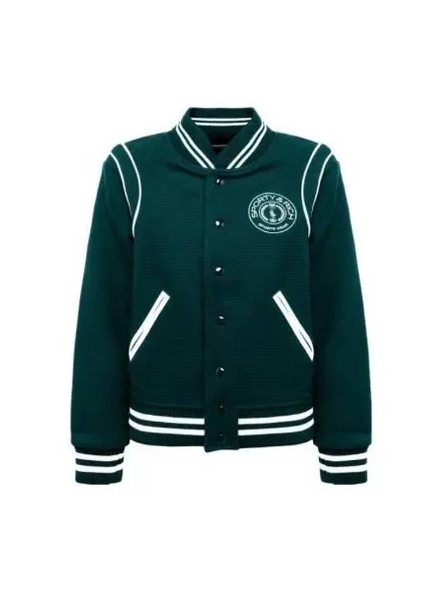 Embroidered Logo Varsity Virgin Wool Bomber Jacket Dark Green - SPORTY & RICH - BALAAN 2