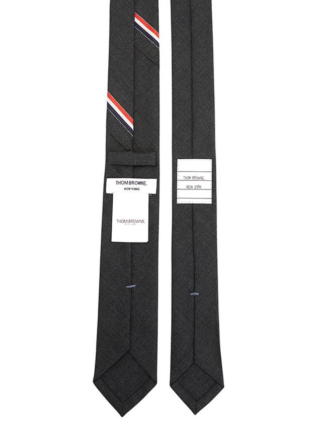 Three Stripes Classic RWB Selvage Super 120 Count Wool Tie Dark Grey - THOM BROWNE - BALAAN 3