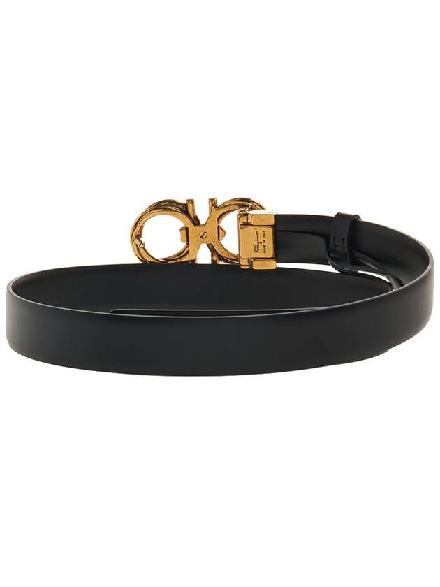 Adjustable Gancini Leather Belt Black - SALVATORE FERRAGAMO - BALAAN 5