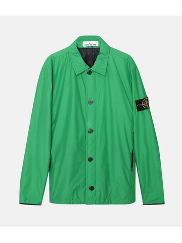 Cotton Nylon Tela Primaloft Over Long Sleeve Shirt Bright Green - STONE ISLAND - BALAAN 1