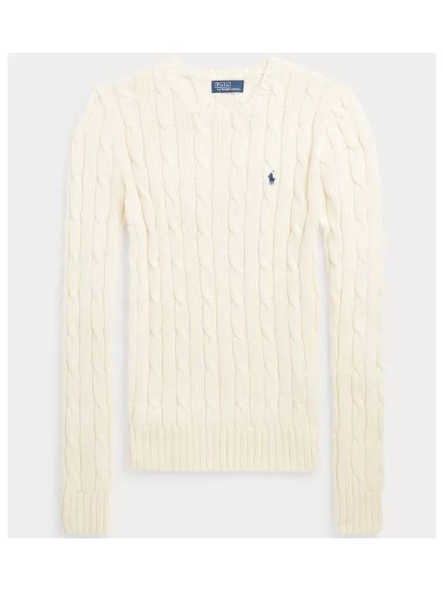 Embroidered Logo Pony Cable Knit Top Cream - POLO RALPH LAUREN - BALAAN 2