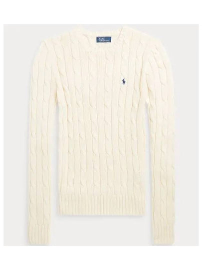 Embroidered Logo Pony Cable Knit Top Cream - POLO RALPH LAUREN - BALAAN 2