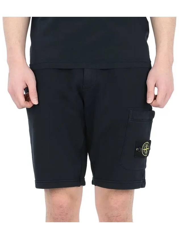 Cotton Fleece Cargo Bermuda Shorts Navy - STONE ISLAND - BALAAN 3