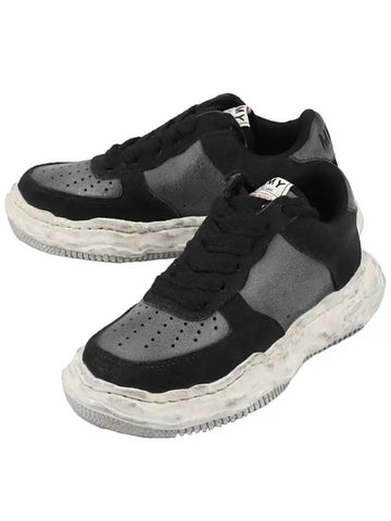 Wayne OG Sole Distressed Leather Low Top Sneakers Black - MAISON MIHARA YASUHIRO - BALAAN 1