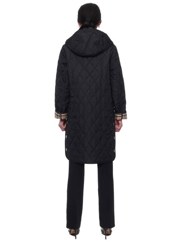 Women's Diamond Quilted Hoodie Single Coat Black - BURBERRY - BALAAN 6