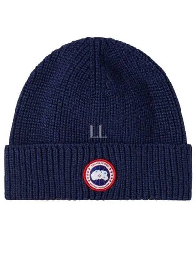 Logo Arctic Disc Rib Beanie Navy Heather - CANADA GOOSE - BALAAN 2