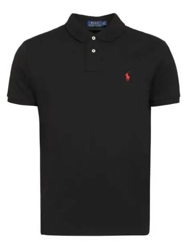 Men's Red Embroidered Logo Polo Shirt Black - POLO RALPH LAUREN - BALAAN 2