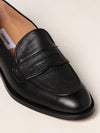 Men's Vitello Flexible Leather Sole Soft Penny Loafer Black - THOM BROWNE - BALAAN 5