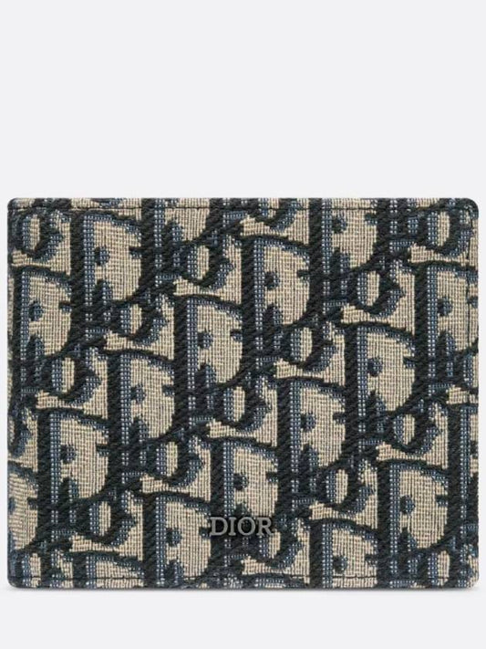 Compact Wallet Beige & Black  Oblique Jacquard - DIOR - BALAAN 2