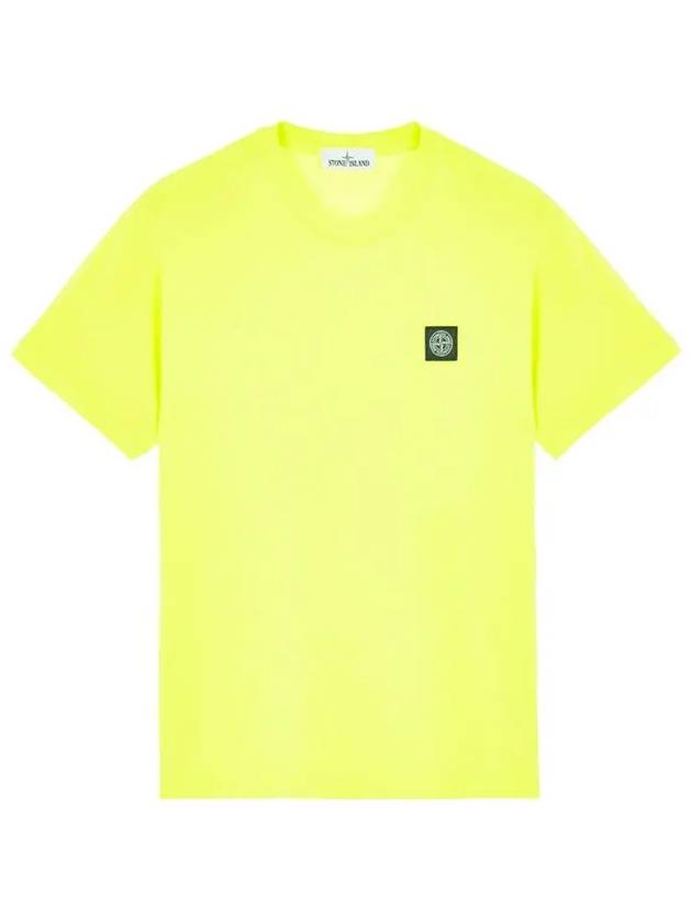 Logo Patch Short Sleeve T-Shirt Neon Yellow - STONE ISLAND - BALAAN 2