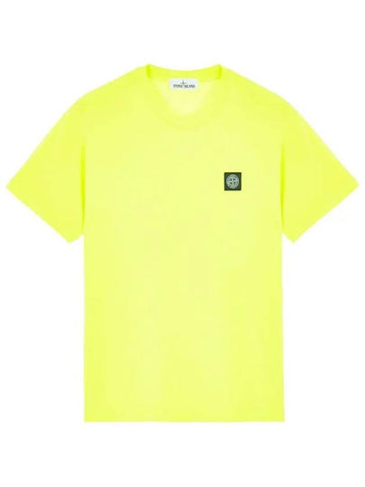 Logo Patch Short Sleeve T-Shirt Neon Yellow - STONE ISLAND - BALAAN 2