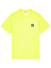 Logo Patch Short Sleeve T-Shirt Neon Yellow - STONE ISLAND - BALAAN 3