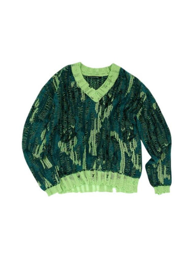 Theydon Spider V-Neck Knit Top Blue Green - ANDERSSON BELL - BALAAN 1