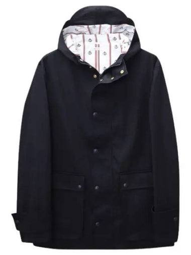 Nylon Tech Snap Front Rain Parka - THOM BROWNE - BALAAN 1