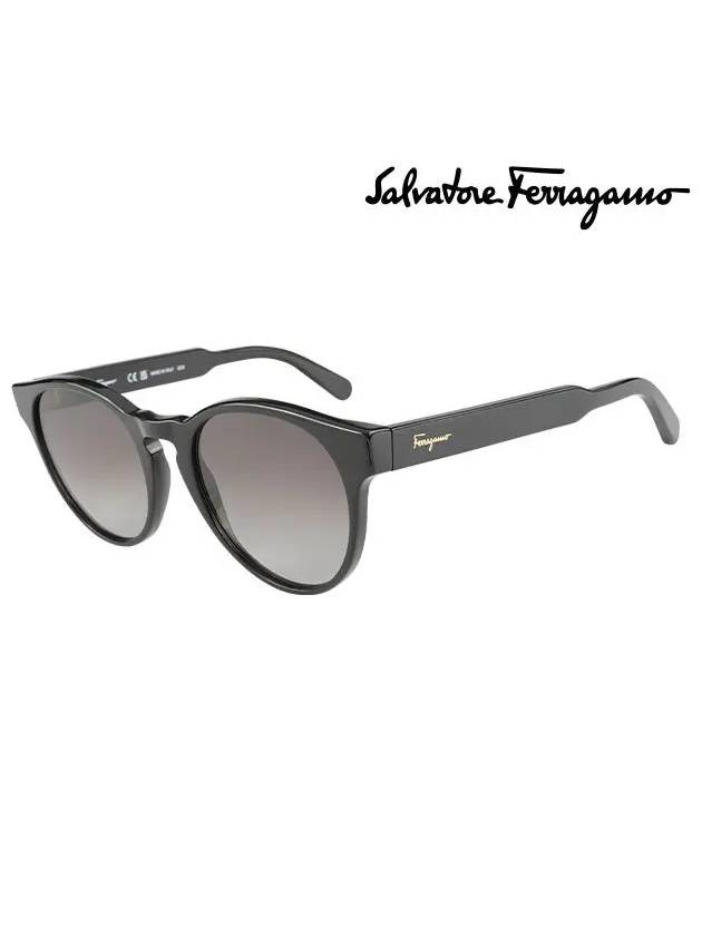 Grey Gradient Round Sunglasses Black - SALVATORE FERRAGAMO - 2