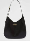 Topstitching Triangle Logo Large Leather Shoulder Bag Black - PRADA - BALAAN 2