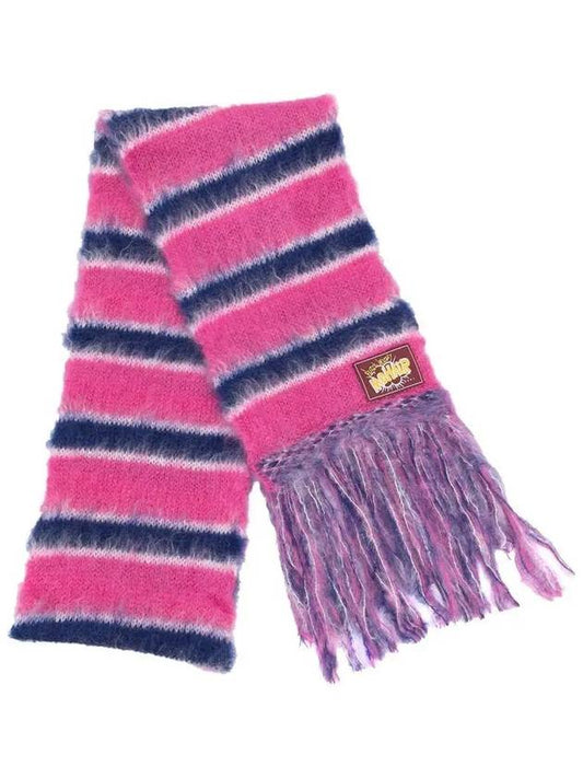 Embroidered Mohair Blend Muffler Pink Purple - MARNI - BALAAN.