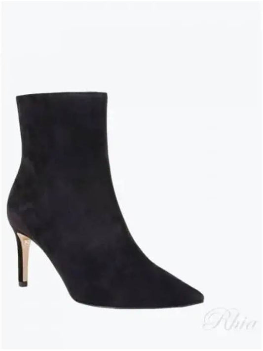 Salvatore Women's Point Toe Suede Zipper Middle Boots Heel Black - SALVATORE FERRAGAMO - BALAAN 2
