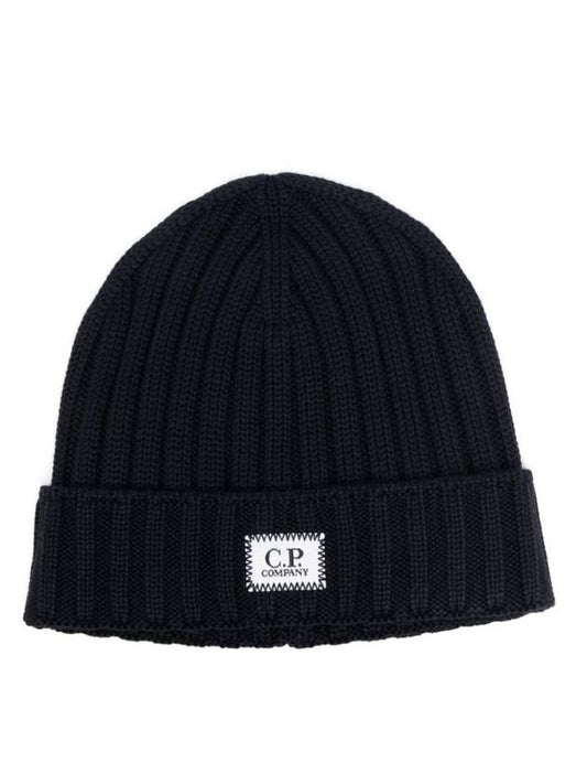 Logo Patch Wool Beanie Navy - CP COMPANY - BALAAN 1