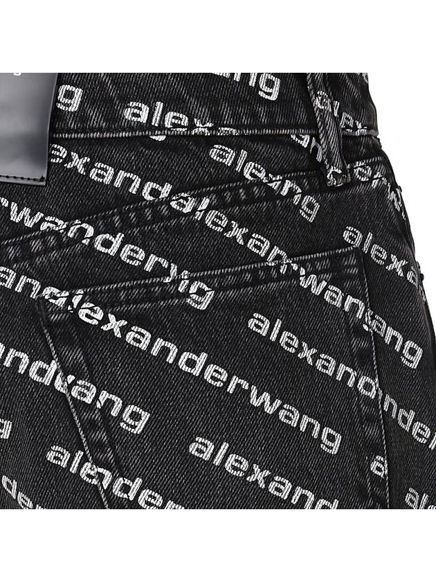 Grey Age Denim Bite Logo Shorts Black - ALEXANDER WANG - BALAAN 4