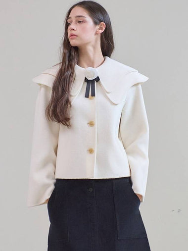 Cape collar handmade single coat ivory - MITTE - BALAAN 1