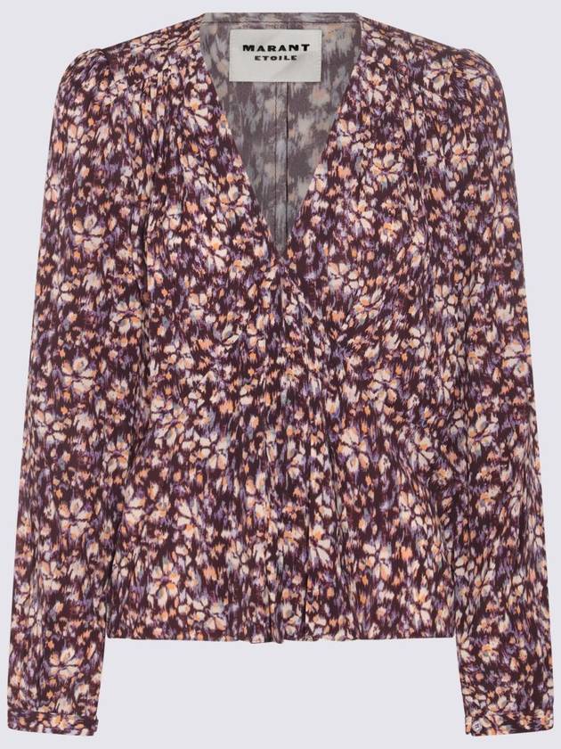 Floral V-neck viscose blouse purple - ISABEL MARANT ETOILE - BALAAN 2