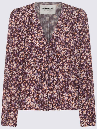 Floral V-neck viscose blouse purple - ISABEL MARANT ETOILE - BALAAN 2