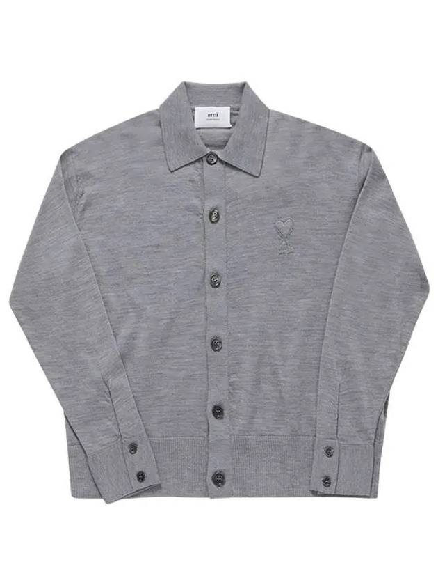 De Coeur Logo Wool Cardigan Heather Grey - AMI - BALAAN 5