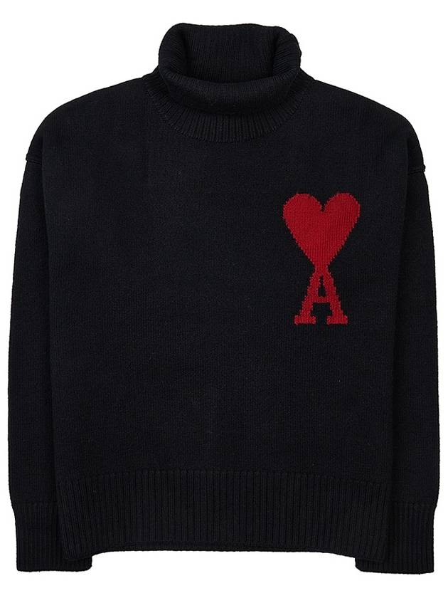 Intarsia Heart Logo Turtleneck Black - AMI - BALAAN 11