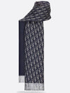 Dior Oblique Reversible Scarf Blue Gray Wool Cashmere - DIOR - BALAAN 1