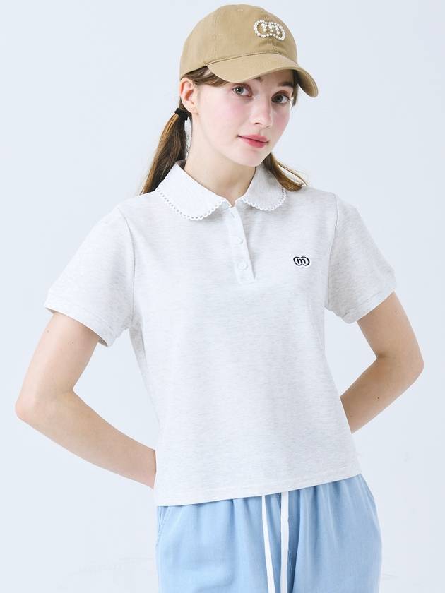 Doyou Know MC Women s Cotton Span Pique Lace Collar Decorated White Melange Short Sleeve T Shirt DO3242TS005 2 - DOYOUKNOWMC GOLF WEAR - BALAAN 2