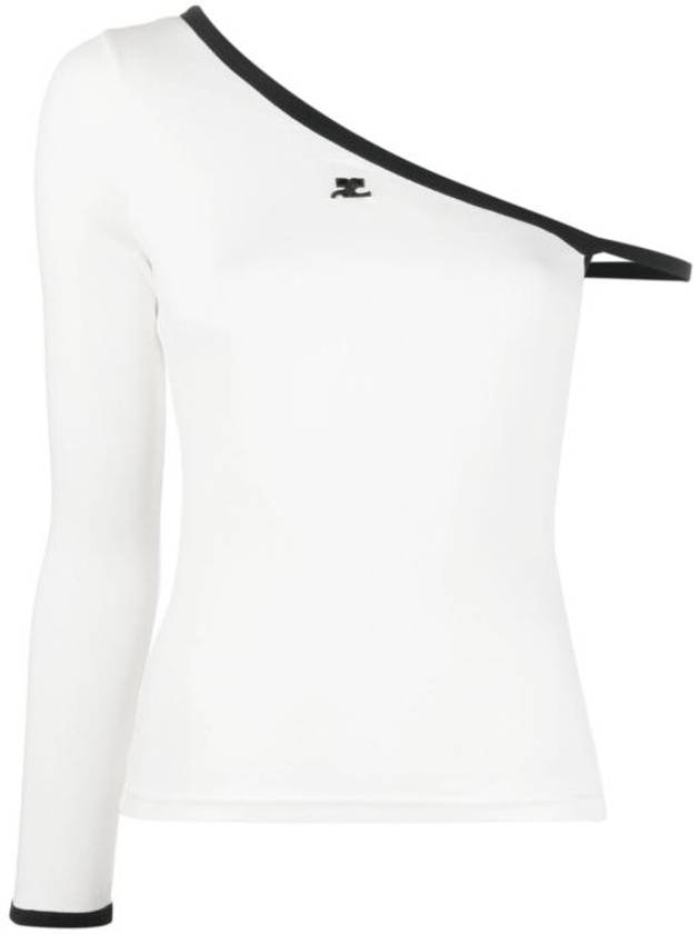 Embroidered Logo One Sleeved Long-Sleeved T-Shirt White - COURREGES - BALAAN 1