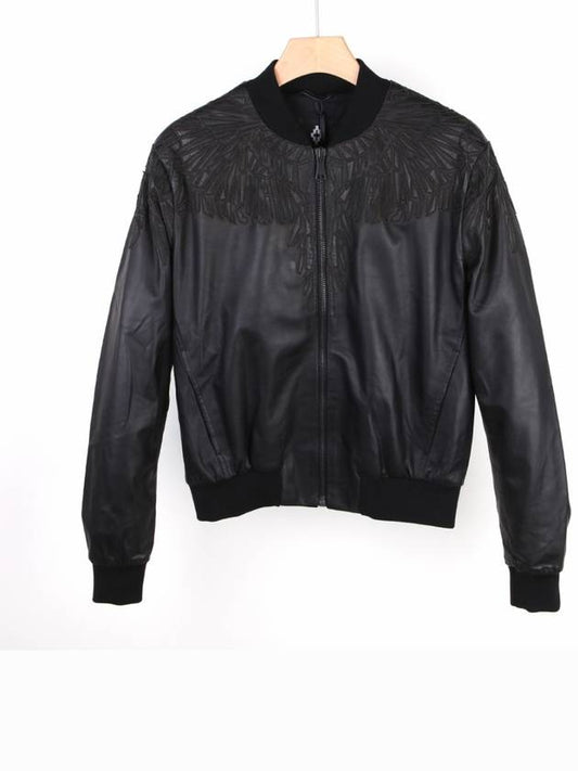PANDO WINGS Leather Jacket Black - MARCELO BURLON - BALAAN 1