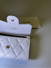 Classic Grained Shiny Calfskin Card Wallet White - CHANEL - BALAAN 11