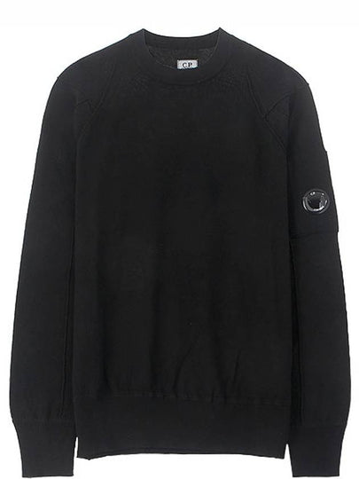 Men's Lens Wappen Crew Neck Knit Top Black - CP COMPANY - BALAAN 2