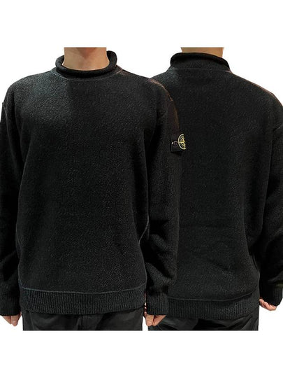 Logo Patch Mock Neck Lambswool Knit Top Dark Green - STONE ISLAND - BALAAN 2