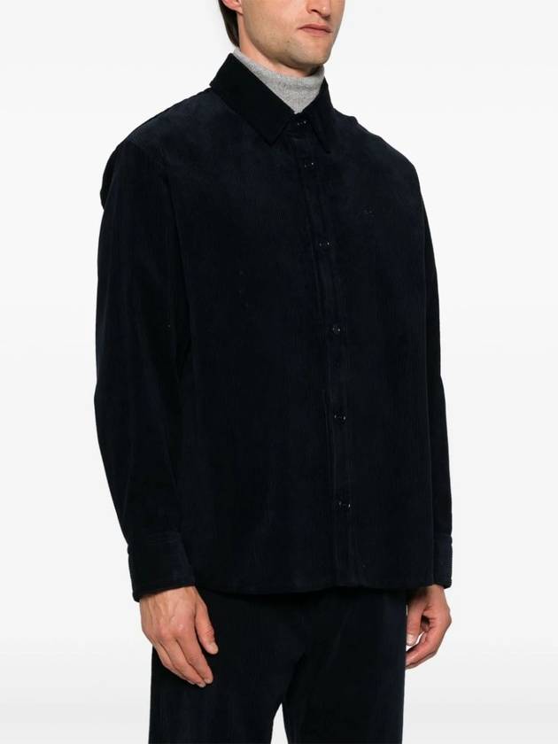 Bobby Embroidered Logo Corduroy Shirt Jacket Dark Navy - A.P.C. - BALAAN 6